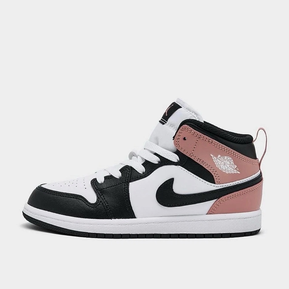 NIB Little Kid Jordan 1 Mid DQ8424 100 White/Rust Pink/Black